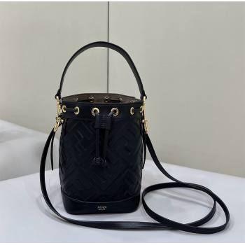 Fendi Mon Tresor Mini Bucket Bag in FF Leather Black 2024 8637 (CL-240416014)