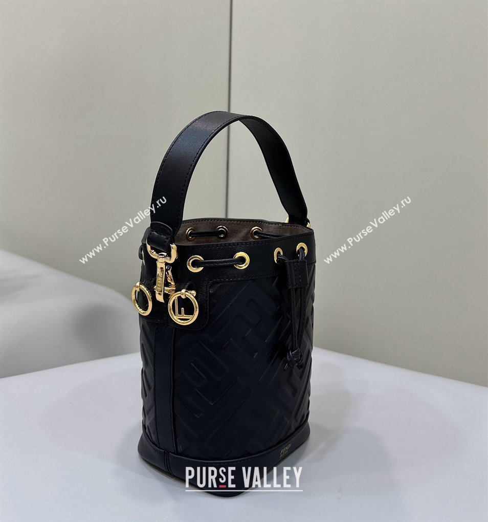 Fendi Mon Tresor Mini Bucket Bag in FF Leather Black 2024 8637 (CL-240416014)