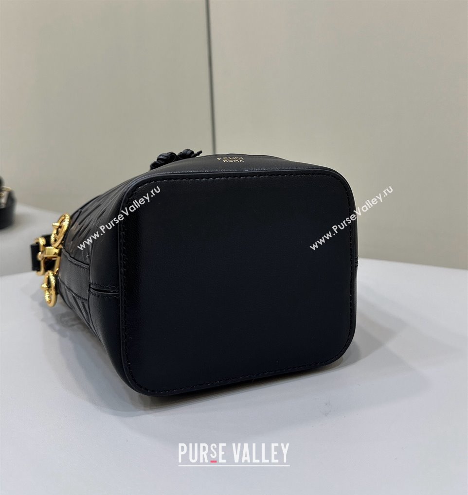 Fendi Mon Tresor Mini Bucket Bag in FF Leather Black 2024 8637 (CL-240416014)