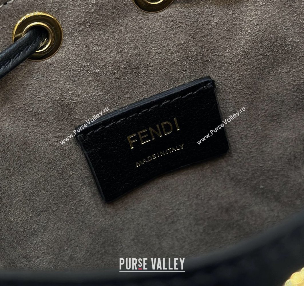 Fendi Mon Tresor Mini Bucket Bag in FF Leather Black 2024 8637 (CL-240416014)