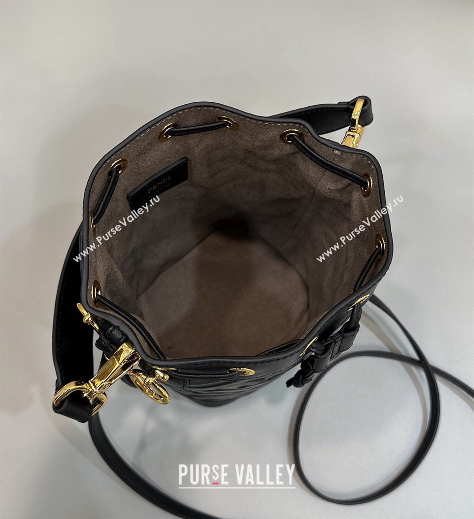 Fendi Mon Tresor Mini Bucket Bag in FF Leather Black 2024 8637 (CL-240416014)