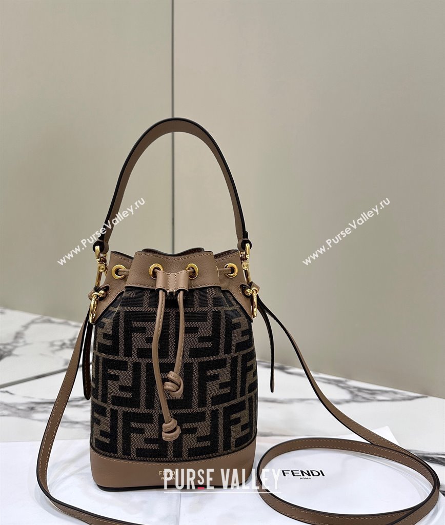 Fendi Mon Tresor Mini Bucket Bag in Brown FF Fabric 2024 8637 0416 (CL-240416017)