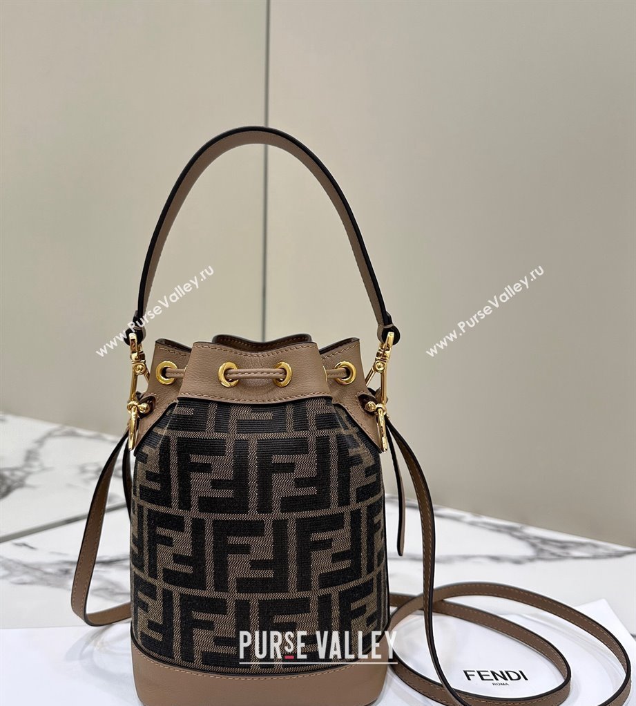 Fendi Mon Tresor Mini Bucket Bag in Brown FF Fabric 2024 8637 0416 (CL-240416017)