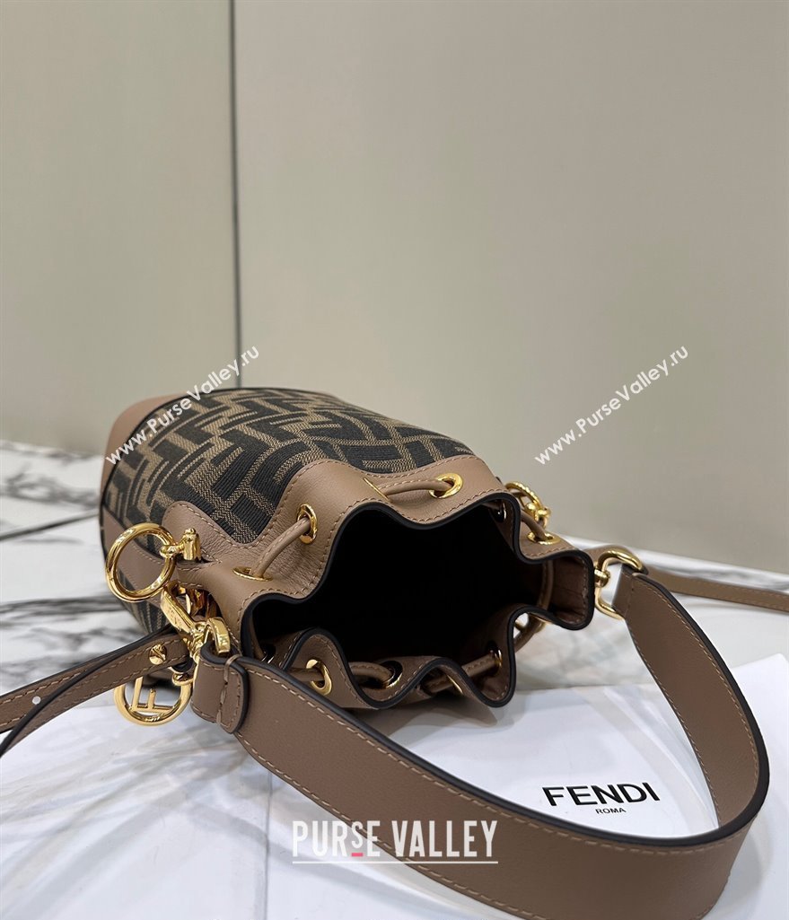 Fendi Mon Tresor Mini Bucket Bag in Brown FF Fabric 2024 8637 0416 (CL-240416017)