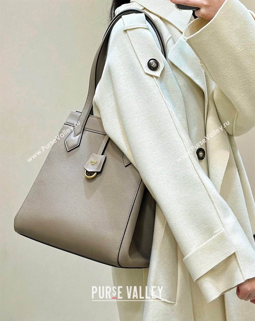 Fendi Origami Medium Bag in Leather that can be transformed Grey 2024 8626 TOP (CL-240416025)