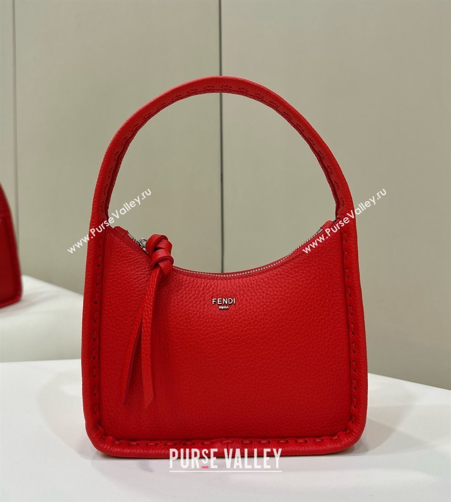 Fendi Mini Fendessence Hobo bag in Grained Calfskin with Topstitches Red 2024 80165 (CL-240416001)