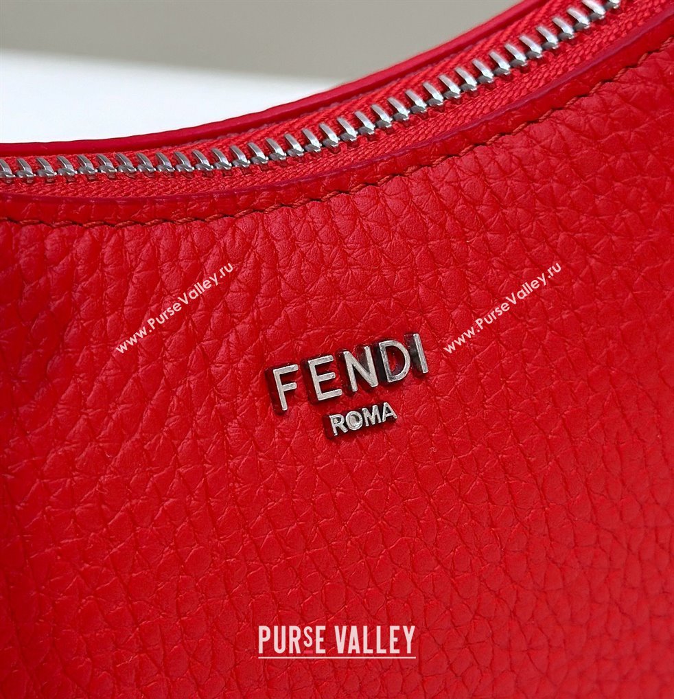 Fendi Mini Fendessence Hobo bag in Grained Calfskin with Topstitches Red 2024 80165 (CL-240416001)