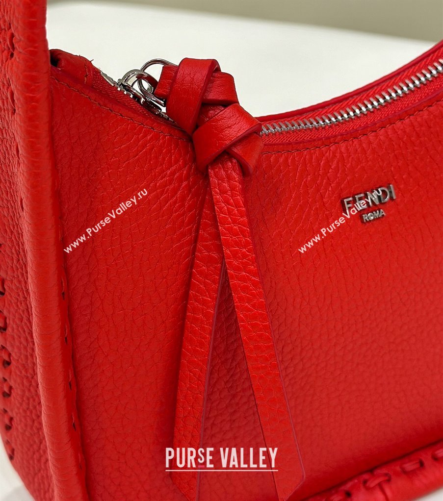 Fendi Mini Fendessence Hobo bag in Grained Calfskin with Topstitches Red 2024 80165 (CL-240416001)