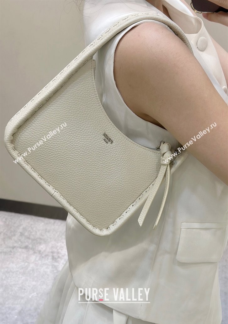 Fendi Mini Fendessence Hobo bag in Grained Calfskin with Topstitches White 2024 80165 (CL-240416002)