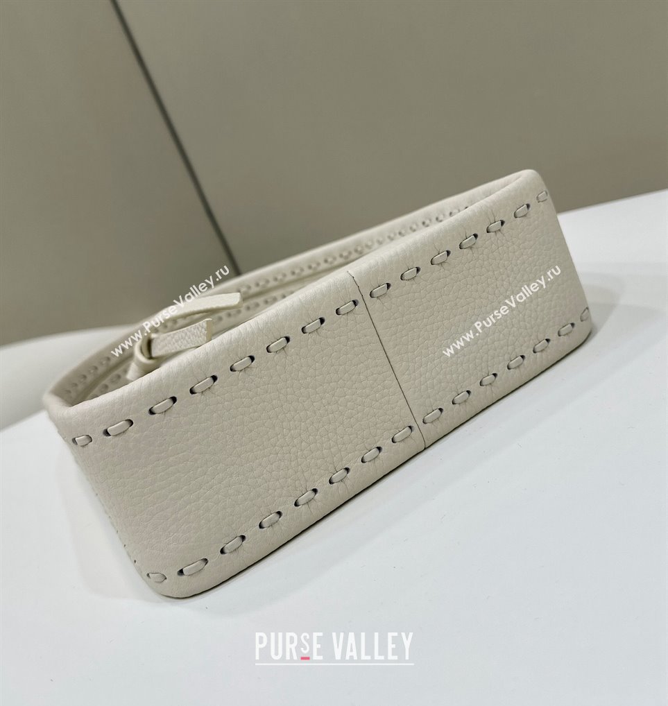 Fendi Mini Fendessence Hobo bag in Grained Calfskin with Topstitches White 2024 80165 (CL-240416002)