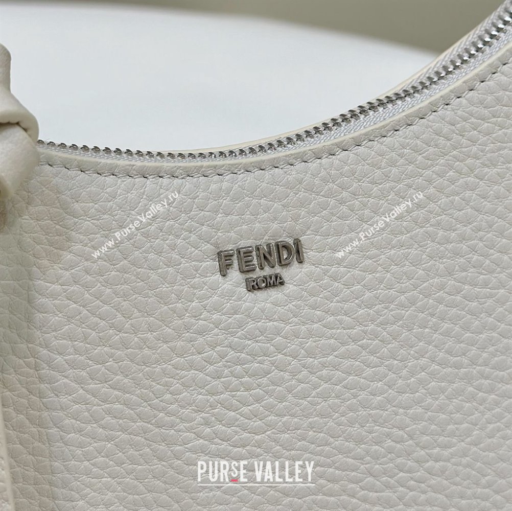 Fendi Mini Fendessence Hobo bag in Grained Calfskin with Topstitches White 2024 80165 (CL-240416002)