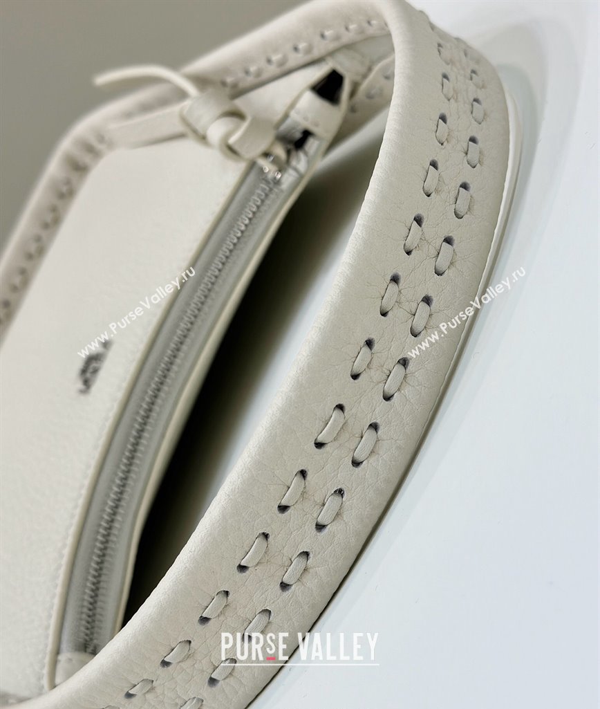Fendi Mini Fendessence Hobo bag in Grained Calfskin with Topstitches White 2024 80165 (CL-240416002)