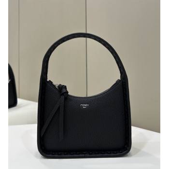 Fendi Mini Fendessence Hobo bag in Grained Calfskin with Topstitches Black 2024 80165 (CL-240416003)