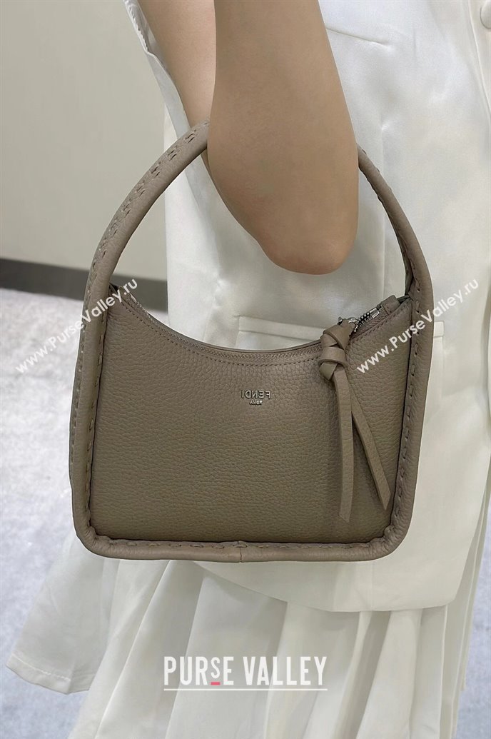 Fendi Mini Fendessence Hobo bag in Grained Calfskin with Topstitches Grey 2024 80165 (CL-240416004)
