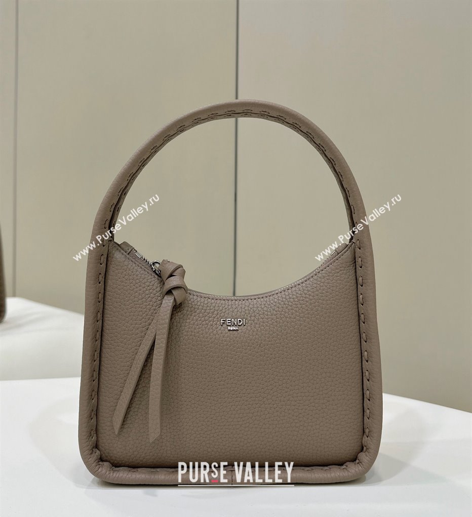 Fendi Mini Fendessence Hobo bag in Grained Calfskin with Topstitches Grey 2024 80165 (CL-240416004)