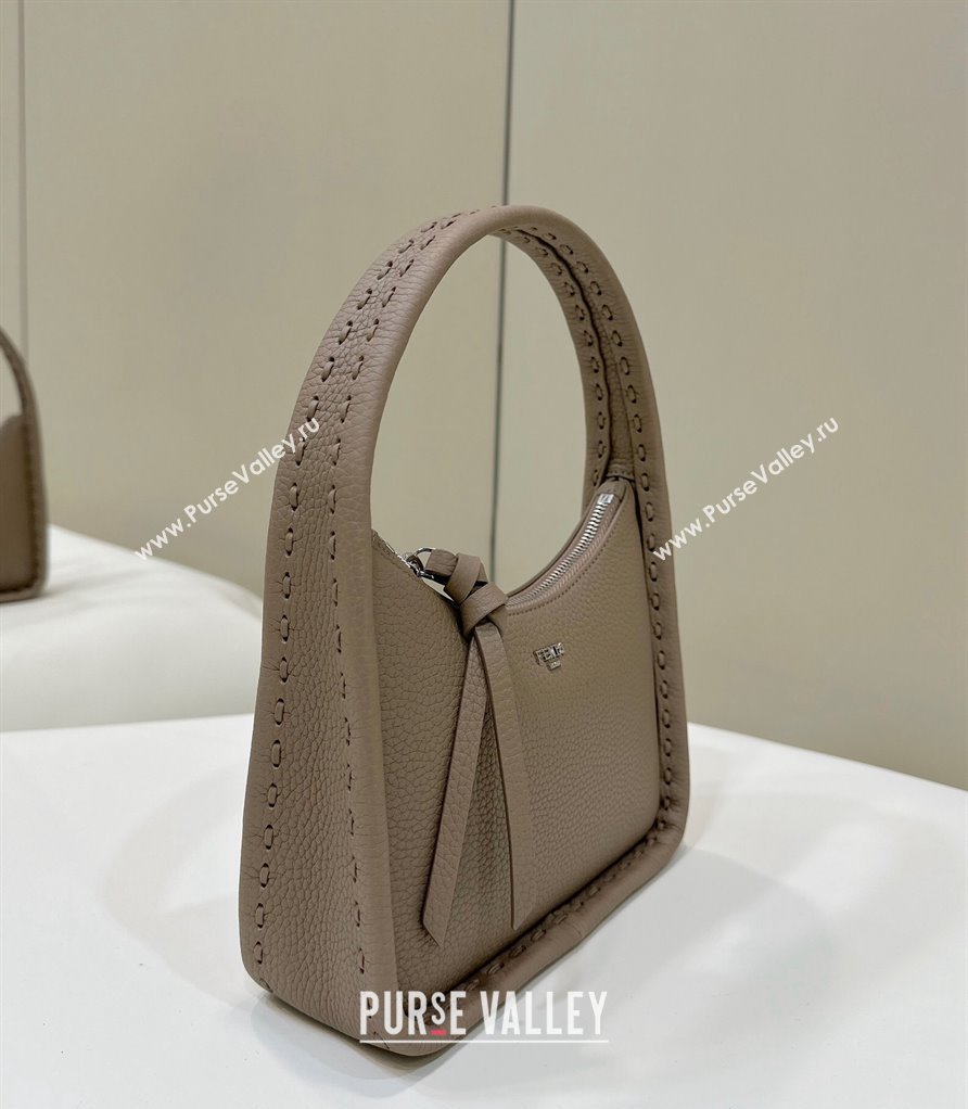 Fendi Mini Fendessence Hobo bag in Grained Calfskin with Topstitches Grey 2024 80165 (CL-240416004)