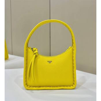 Fendi Mini Fendessence Hobo bag in Grained Calfskin with Topstitches Yellow 2024 80165 (CL-240416005)