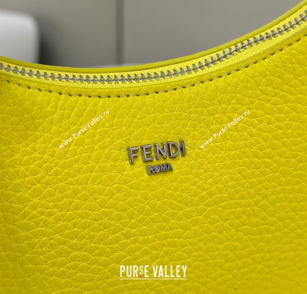 Fendi Mini Fendessence Hobo bag in Grained Calfskin with Topstitches Yellow 2024 80165 (CL-240416005)
