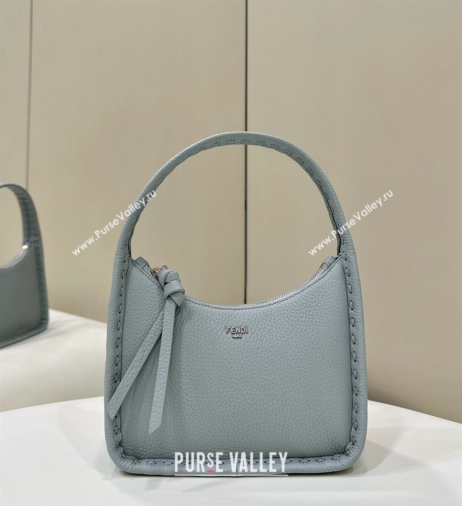 Fendi Mini Fendessence Hobo bag in Grained Calfskin with Topstitches Light Blue 2024 80165 (CL-240416006)