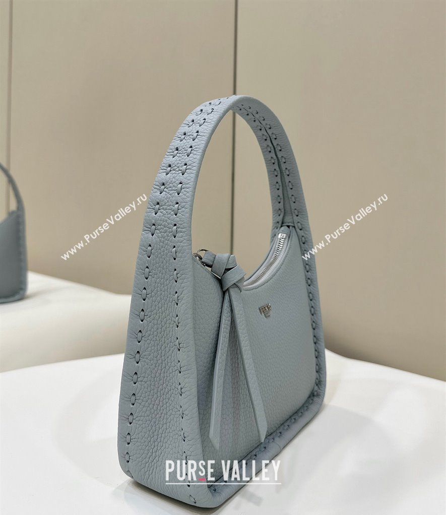 Fendi Mini Fendessence Hobo bag in Grained Calfskin with Topstitches Light Blue 2024 80165 (CL-240416006)