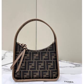 Fendi Mini Fendessence Hobo bag in Brown FF Fabric with Topstitches 2024 80165 (CL-240416007)