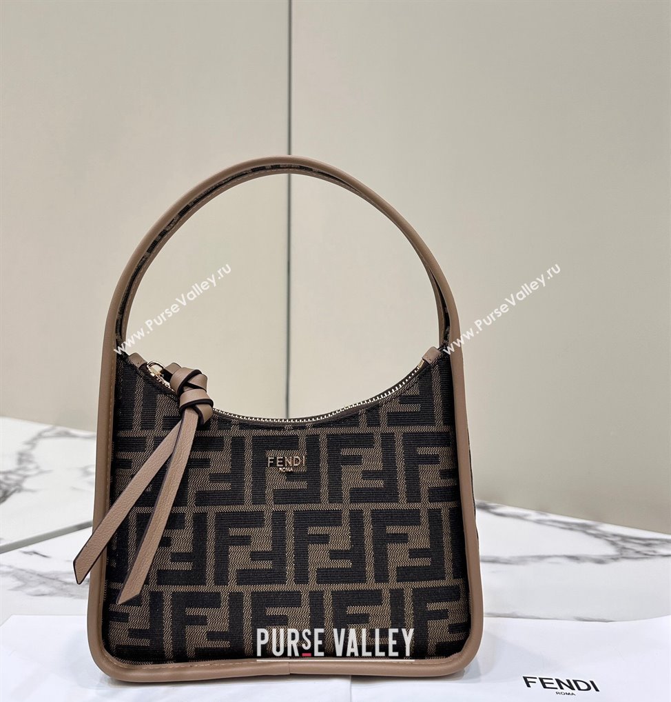 Fendi Mini Fendessence Hobo bag in Brown FF Fabric with Topstitches 2024 80165 (CL-240416007)
