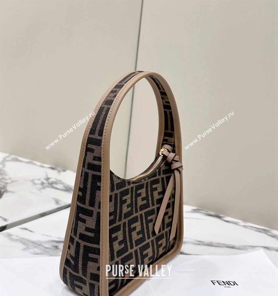 Fendi Mini Fendessence Hobo bag in Brown FF Fabric with Topstitches 2024 80165 (CL-240416007)