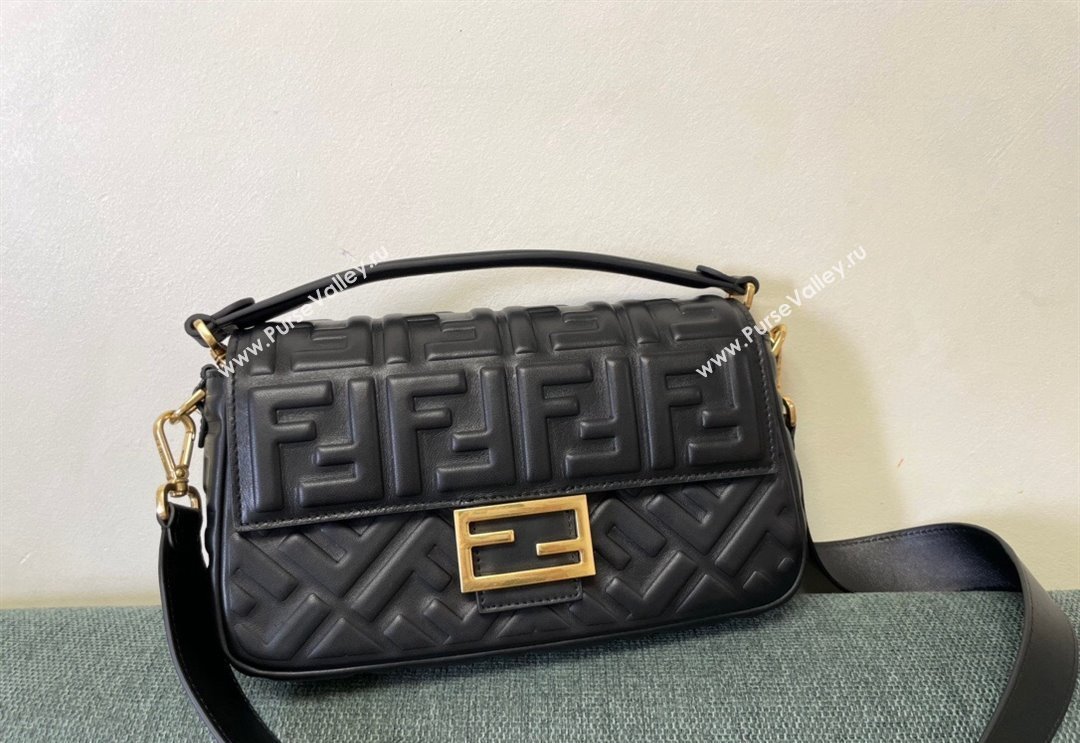 Fendi Baguette Medium Nappa Leather Bag Black 2024 0135 (AF-240523090)