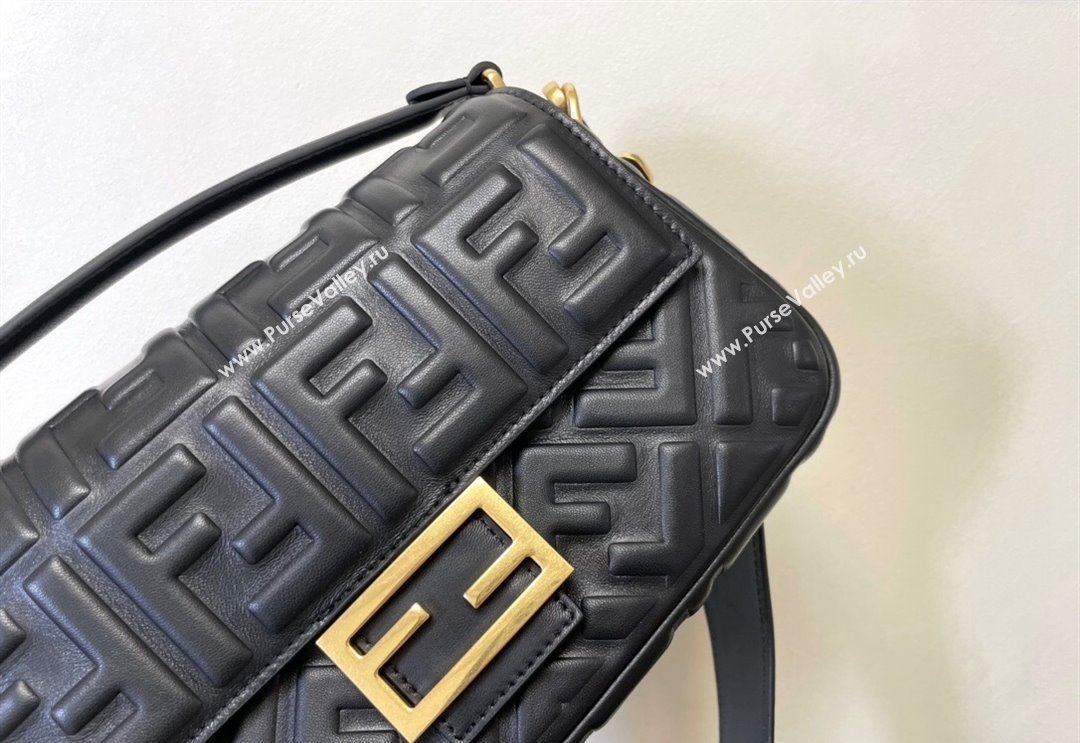 Fendi Baguette Medium Nappa Leather Bag Black 2024 0135 (AF-240523090)