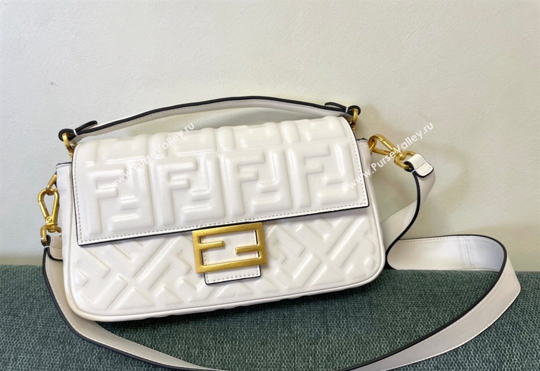 Fendi Baguette Medium Nappa Leather Bag White 2024 0135 (AF-240523091)