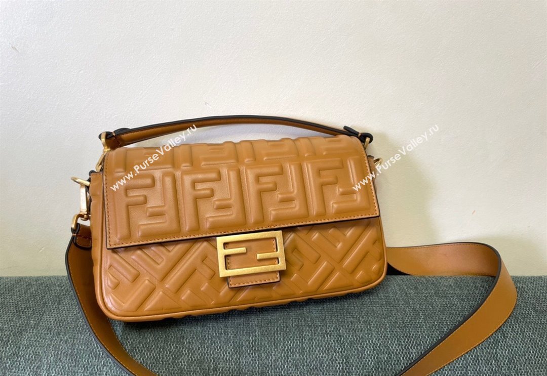 Fendi Baguette Medium Nappa Leather Bag Caramel Brown 2024 0135 (AF-240523092)