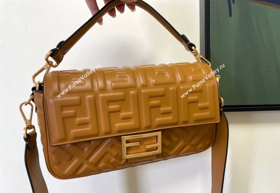 Fendi Baguette Medium Nappa Leather Bag Caramel Brown 2024 0135 (AF-240523092)