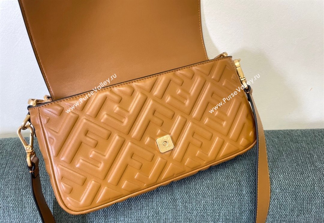 Fendi Baguette Medium Nappa Leather Bag Caramel Brown 2024 0135 (AF-240523092)