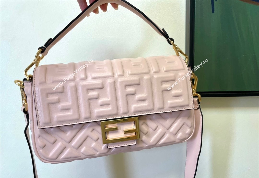 Fendi Baguette Medium Nappa Leather Bag Light Pink 2024 0135 (AF-240523093)