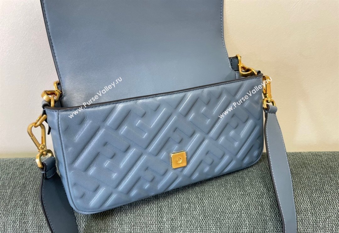 Fendi Baguette Medium Nappa Leather Bag Dusty Blue 2024 0135 (AF-240523094)