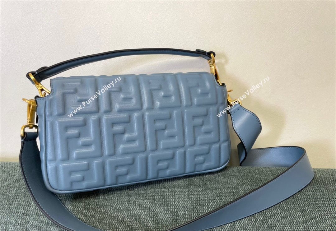 Fendi Baguette Medium Nappa Leather Bag Dusty Blue 2024 0135 (AF-240523094)