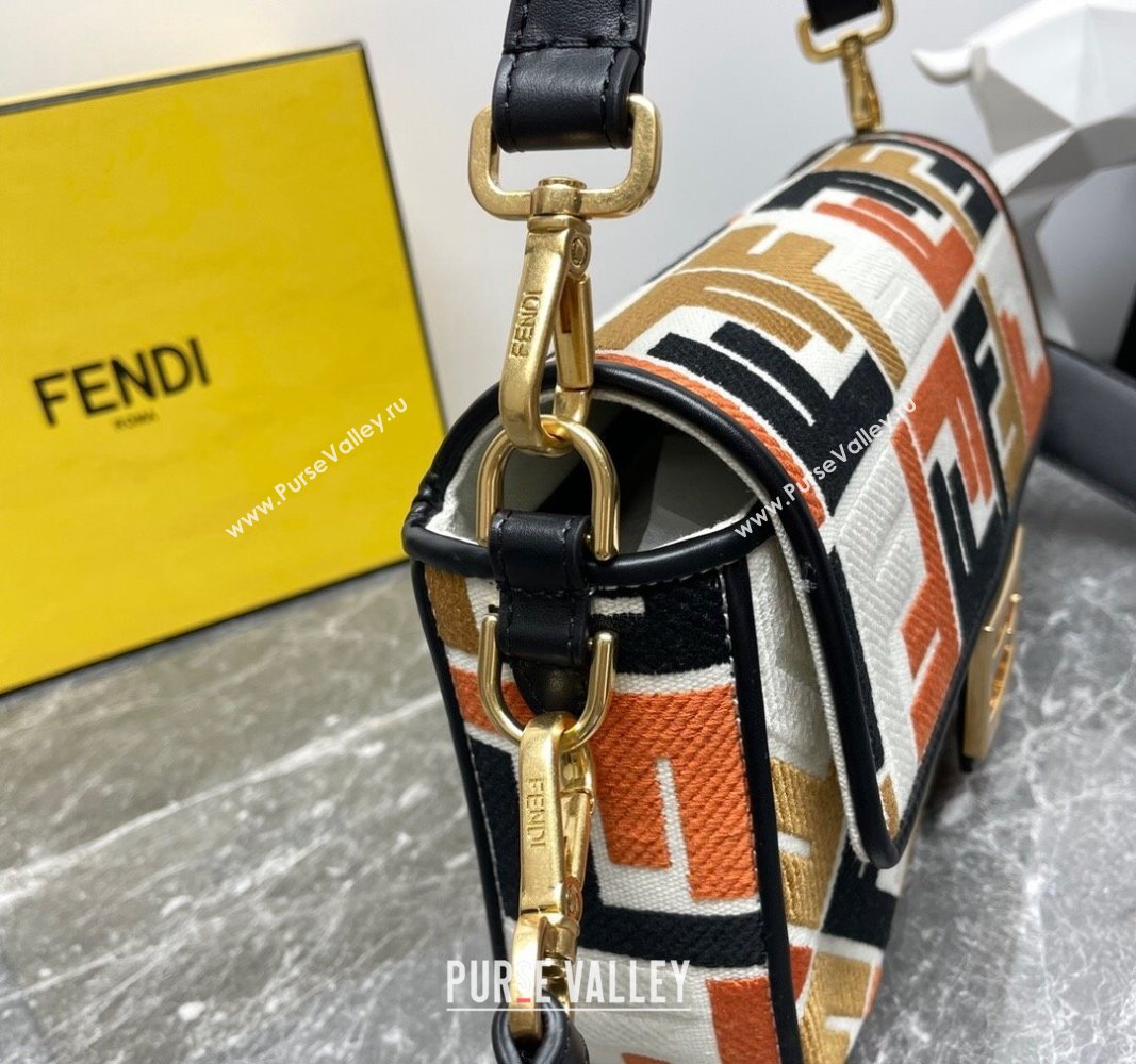 Fendi Baguette Medium Bag in Multicolor Canvas bag with FF Embroidery Orange 2024 0523 (AF-240523105)