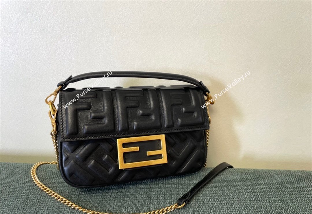 Fendi Baguette Mini Nappa Leather Bag Black 2024 0135 (AF-240523081)