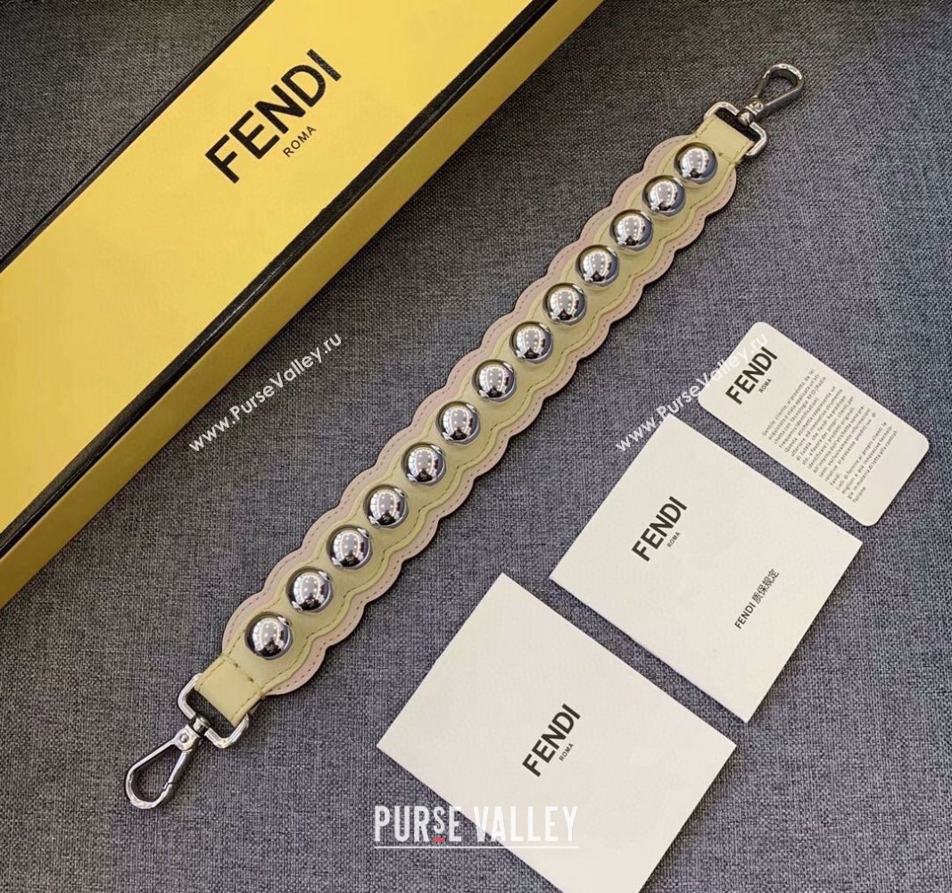 Fendi Strap You Waved Leather Shoulder Strap with Round Studs Yellow/Pink 2024 ( No Refund or Change) (CL-240523127)