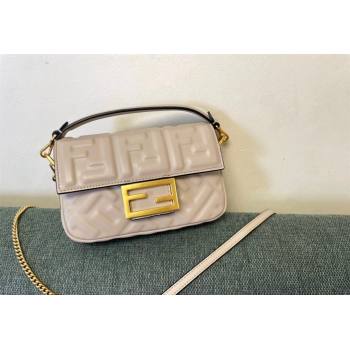 Fendi Baguette Mini Nappa Leather Bag Light Grey 2024 0135 (AF-240523082)