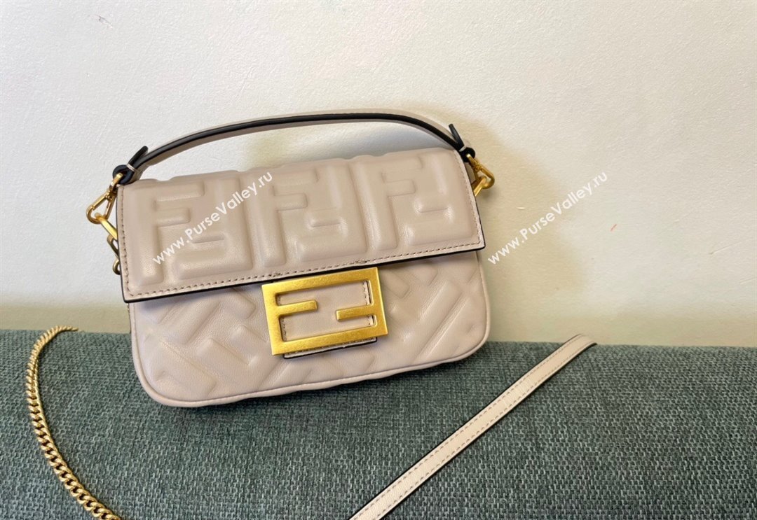 Fendi Baguette Mini Nappa Leather Bag Light Grey 2024 0135 (AF-240523082)