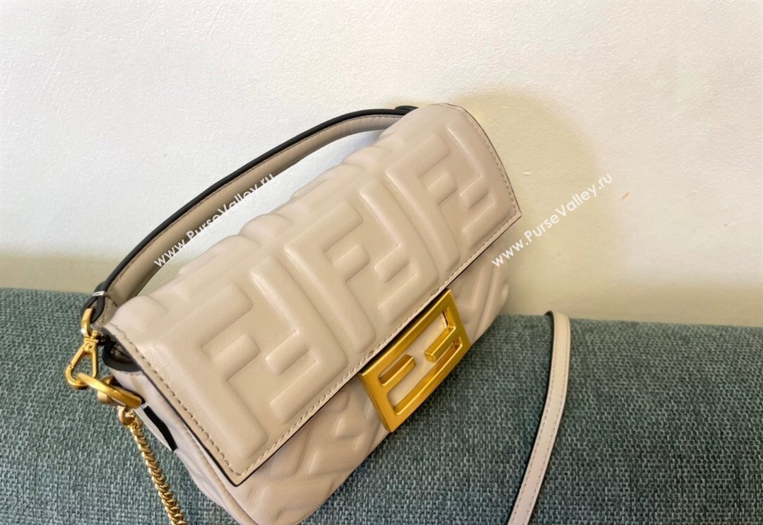 Fendi Baguette Mini Nappa Leather Bag Light Grey 2024 0135 (AF-240523082)