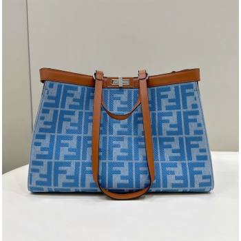 Fendi Medium X-Tote Bag in FF Canvas 8265A Light Blue 2024 Top 0523 (CL-240523129)