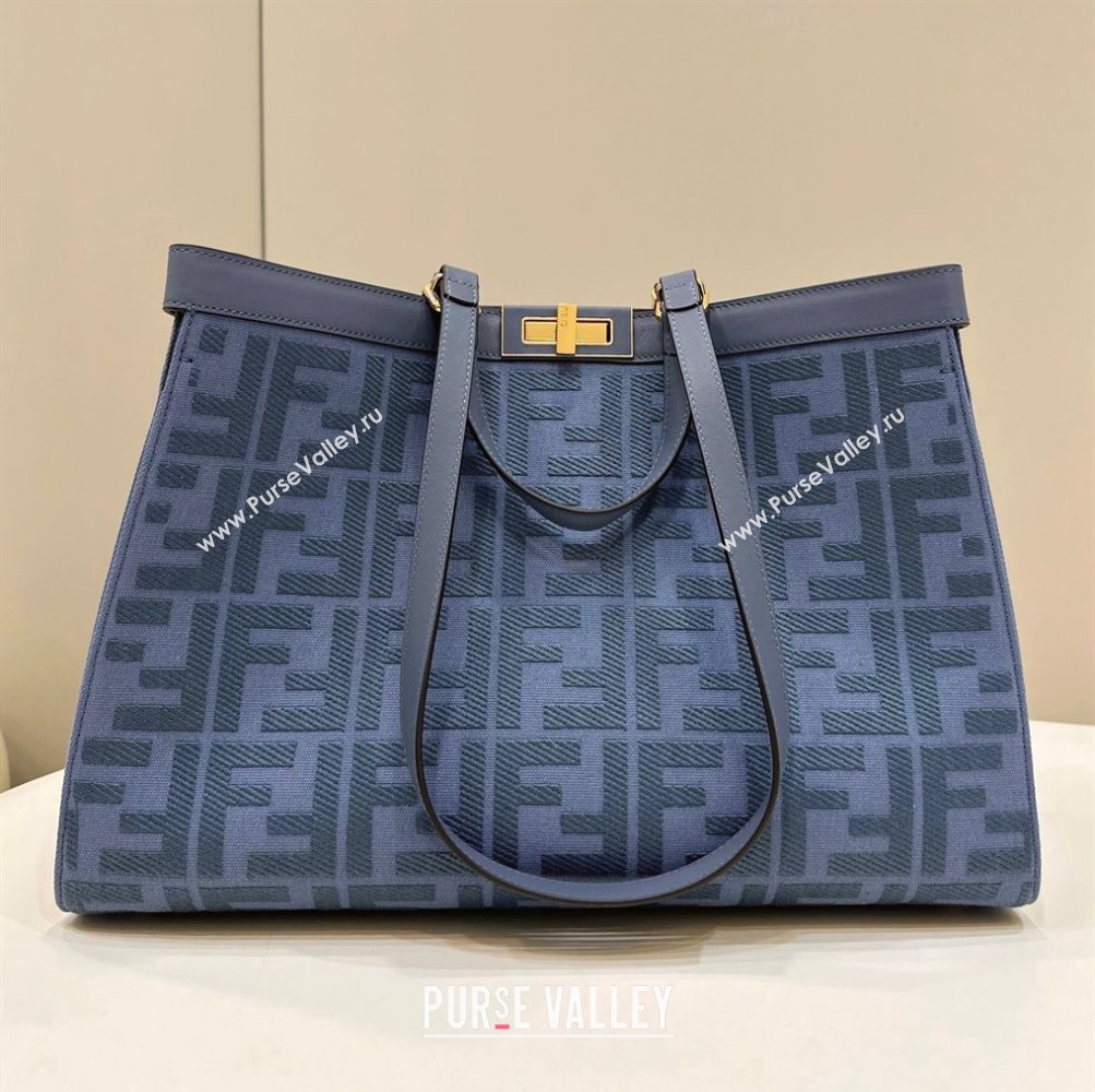 Fendi Medium X-Tote Bag in FF Canvas 8265A Sky Blue 2024 Top 0523 (CL-240523130)