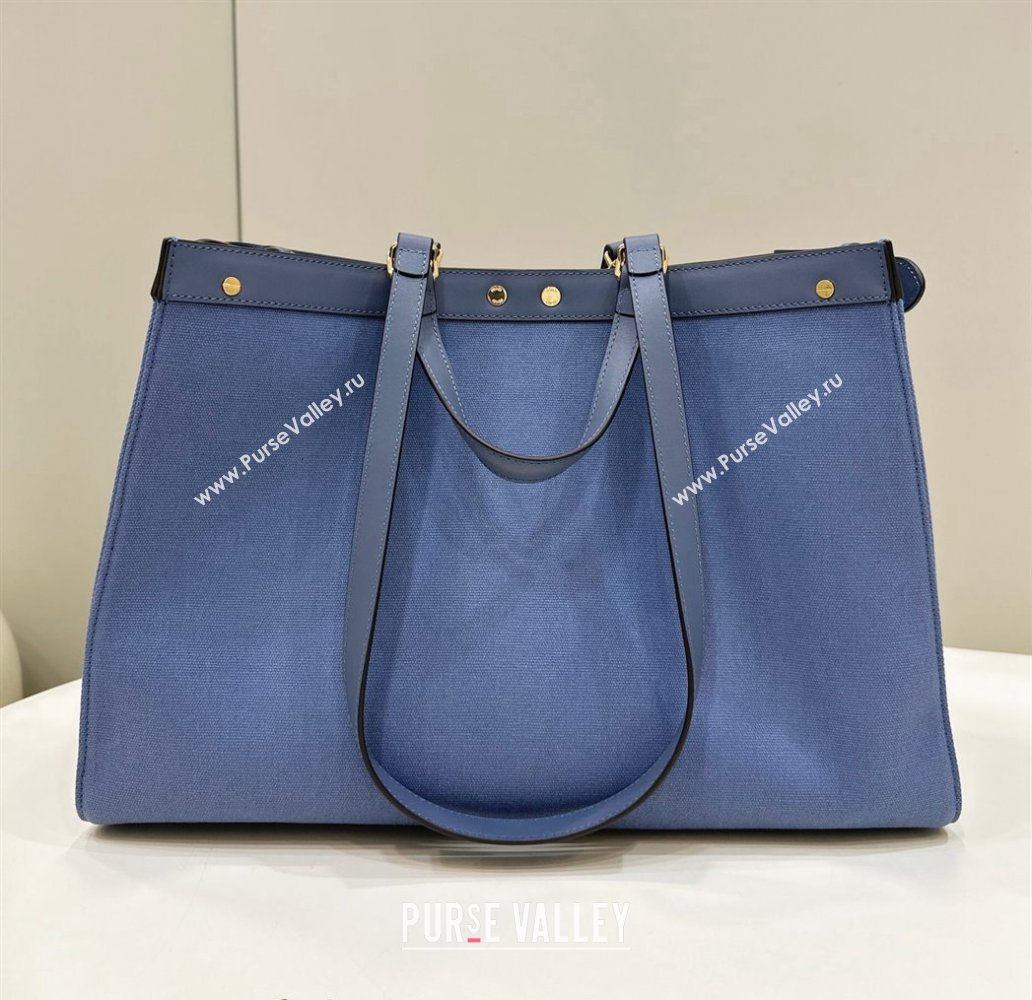 Fendi Medium X-Tote Bag in FF Canvas 8265A Sky Blue 2024 Top 0523 (CL-240523130)