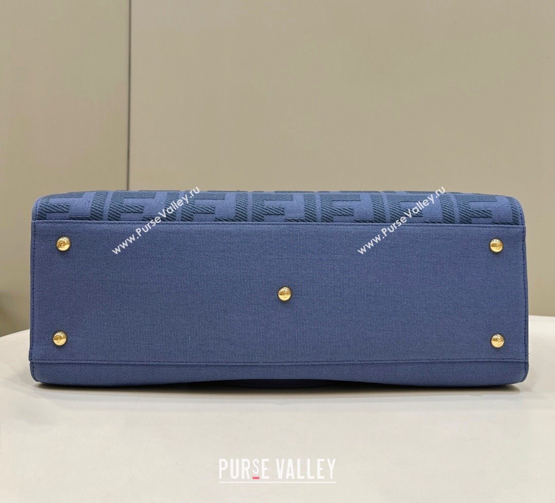 Fendi Medium X-Tote Bag in FF Canvas 8265A Sky Blue 2024 Top 0523 (CL-240523130)