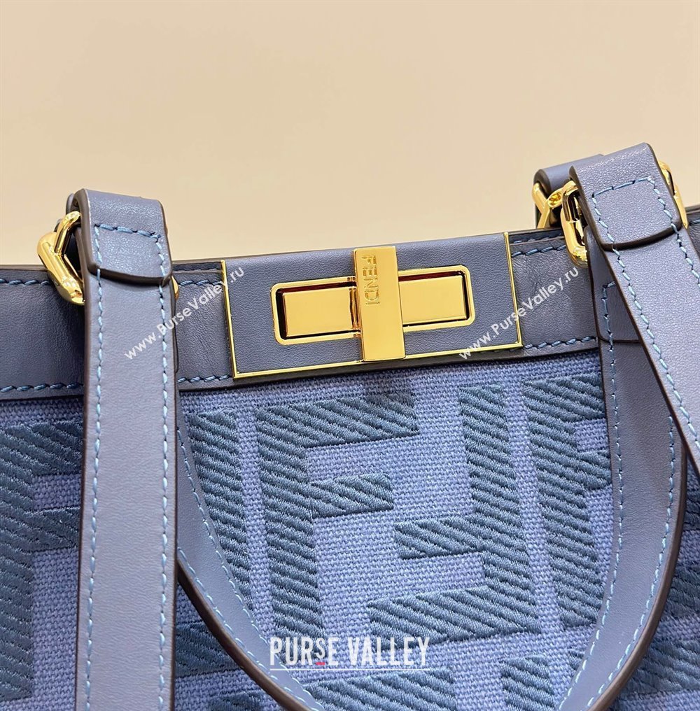 Fendi Medium X-Tote Bag in FF Canvas 8265A Sky Blue 2024 Top 0523 (CL-240523130)