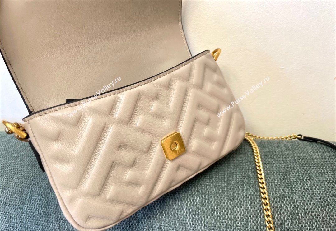 Fendi Baguette Mini Nappa Leather Bag Light Grey 2024 0135 (AF-240523082)