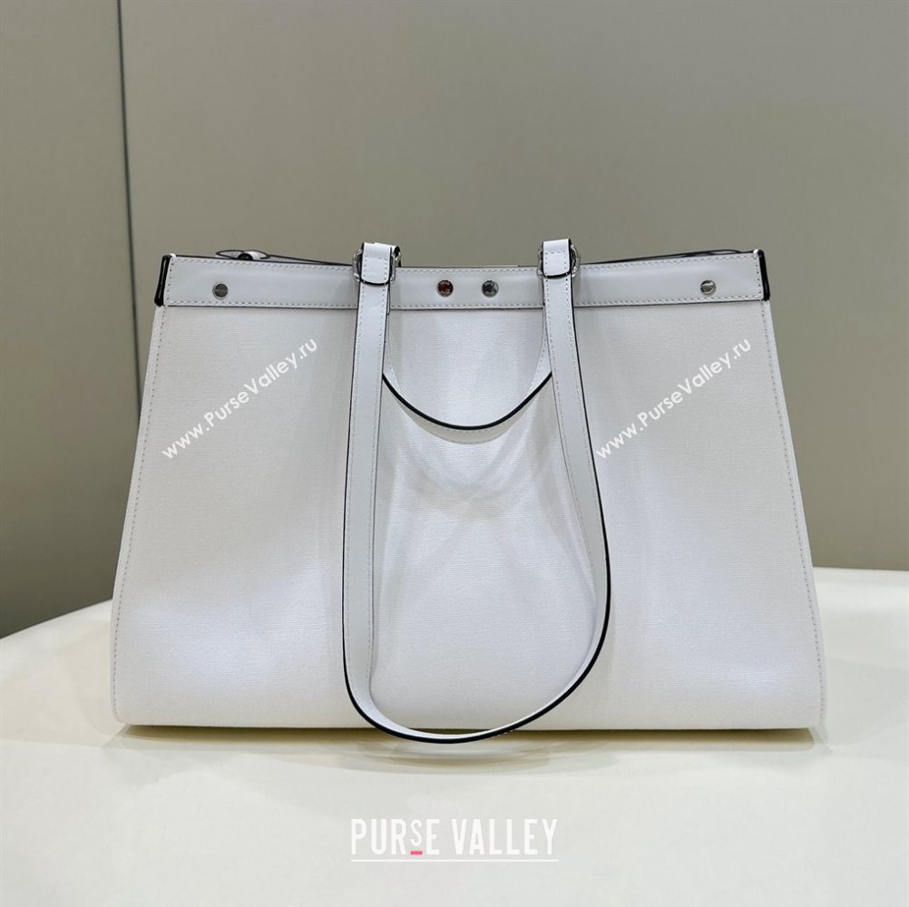 Fendi Medium X-Tote Bag in FF Canvas 8265A White/Black 2024 Top 0523 (CL-240523131)