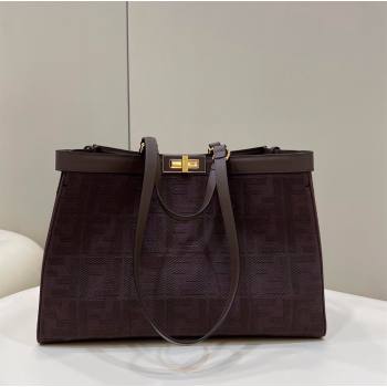 Fendi Medium X-Tote Bag in FF Canvas 8265A Chocolate Brown 2024 Top 0523 (CL-240523132)